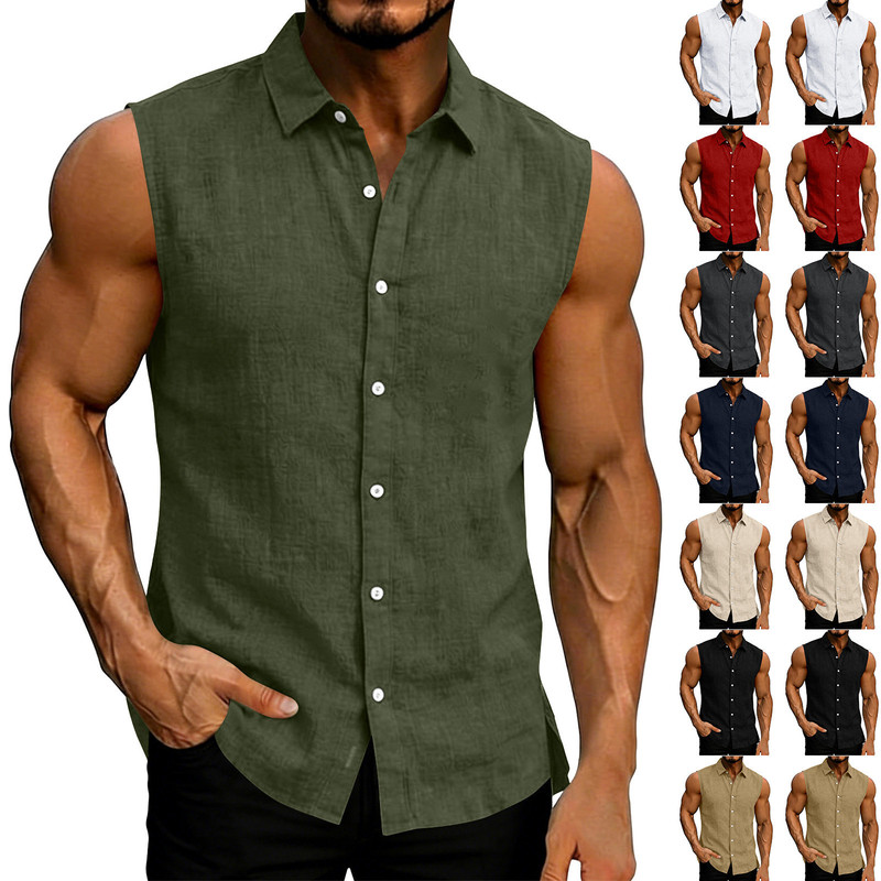 Cross-Border Plus-Size Cardigan Men's Retro Solid Color Vest Shirt Men's Loose Sweatshirt T-Shirt
