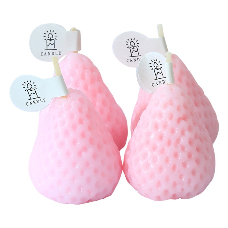 Fruta forma de fresa cera aromaterapia vela decoración al por mayor props lindo simulación creativa foto regalo cumpleaños