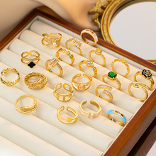 爆款精致超闪皓石戒指小众轻奢个性女式开口可调节高级感戒指套装