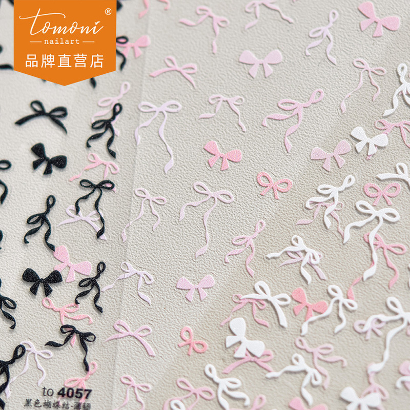 Tomoni Thin Tough Nail Art Stickers French Sweet Girly Heart Daily Date Nail Stickers Pink Bow