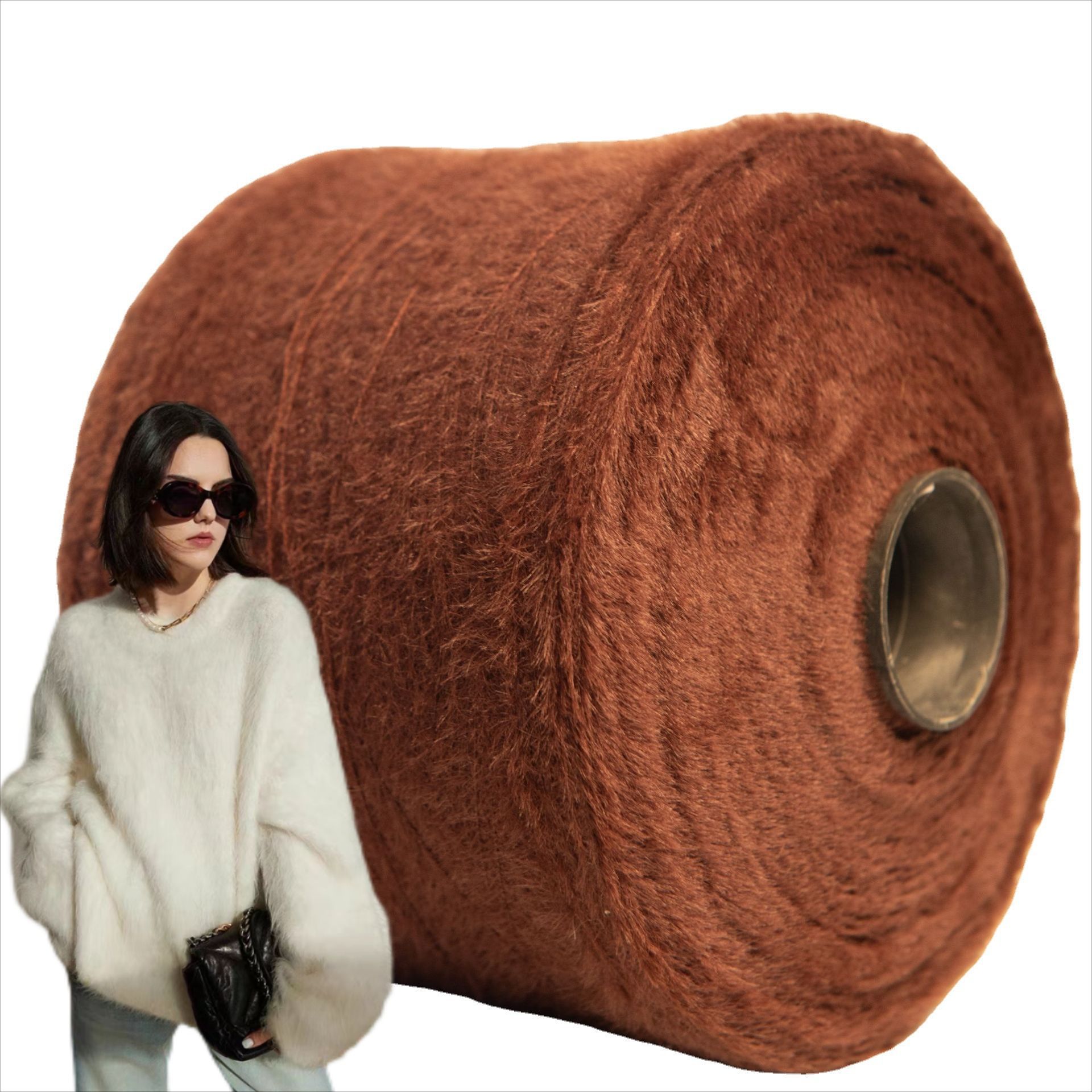 直供0.9厘米仿貂花式纱特种纱尼龙羽毛纱卷毛袜子毛衣围巾无水分