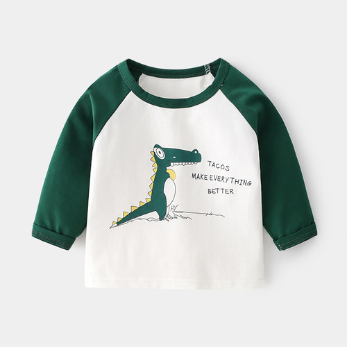 Baby clothes, boys' autumn clothes, long-sleeved thin T-shirts, spring and autumn children's baby girls, small children's tops, base shirts