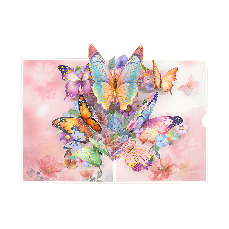 Nueva tarjeta de felicitación tridimensional del día de la madre, escultura de papel de mariposa creativa, tarjeta de acción de gracias del día del maestro, bendición transfronteriza, tarjeta de felicitación tridimensional
