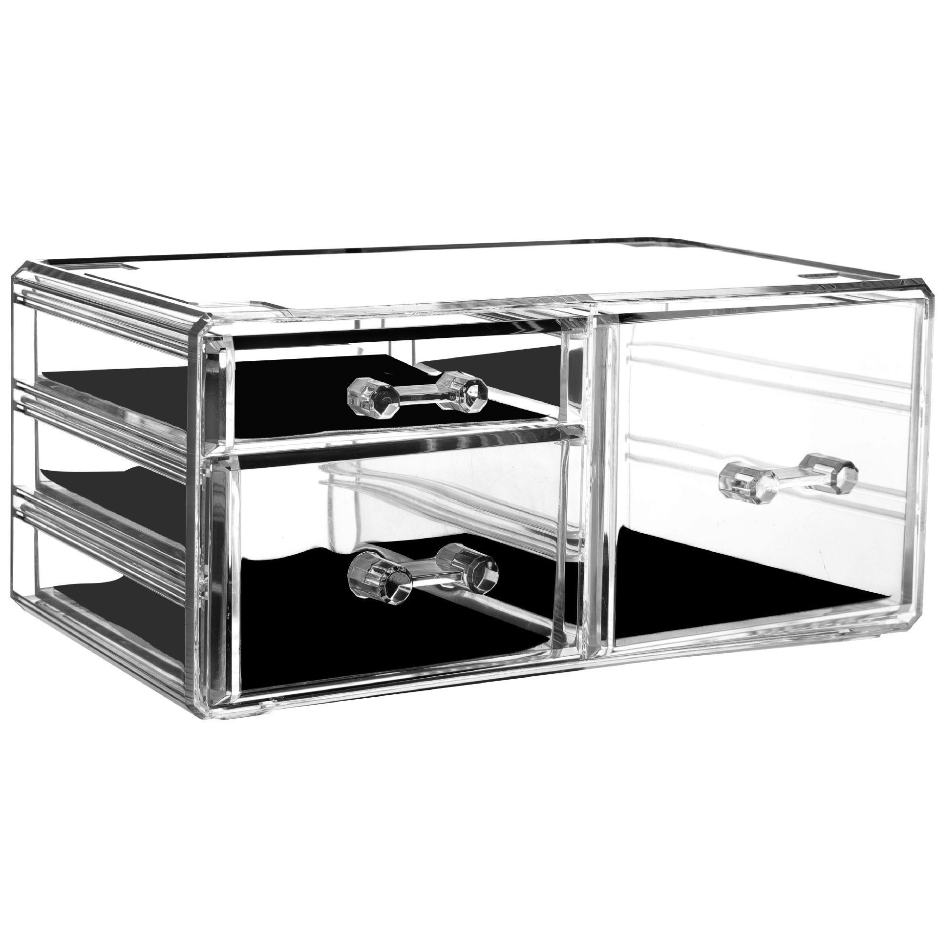 Caja de maquillaje tipo cajón transfronterizo escritorio acrílico transparente estante cosméticos cuidado de la piel caja de tocador