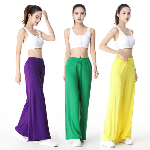 Relaxed yoga pants, wide-leg pants, casual sports pants, modal fitness pants, comfortable breathable sweat-absorbent sports pants for plus-size moms