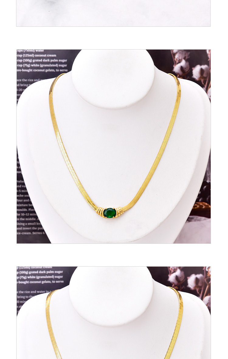 10g Weight Zircon Inlay Material Lady Oval Titanium Steel Plating Inlay Zircon Bracelets Necklace 1 Piece 2 Pieces