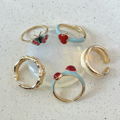 Butterfly Bamboo Joint Ring for Women, Unique Instagram-Inspired, Hepburn-Style, Trendy 2023 New Arrival Colorful Resin Love Heart Ring