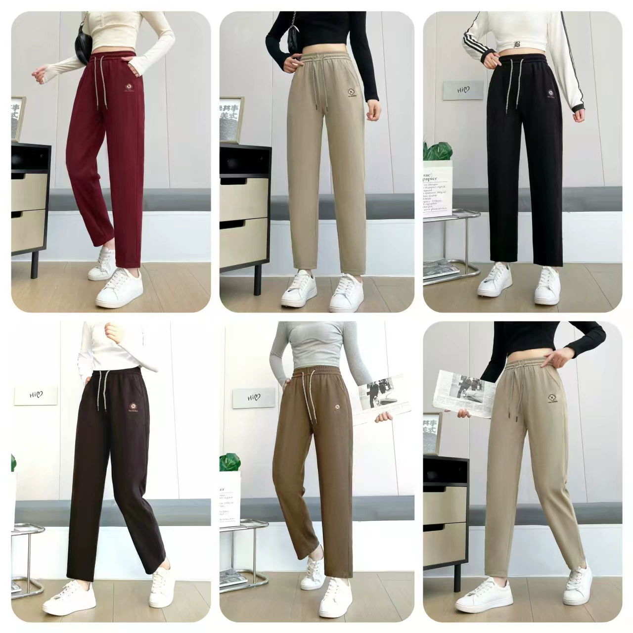 Весна и осень новые свободные повседневные брюки прямые брюки Индо-композитный спорт Harlen Женские брюки одежда новая