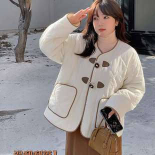 K2632 Tweed Style Light Quilted Quilted Cotton Outwear for Women 2024 Autumn and Winter Loose Short Cotton Outwear for Small People