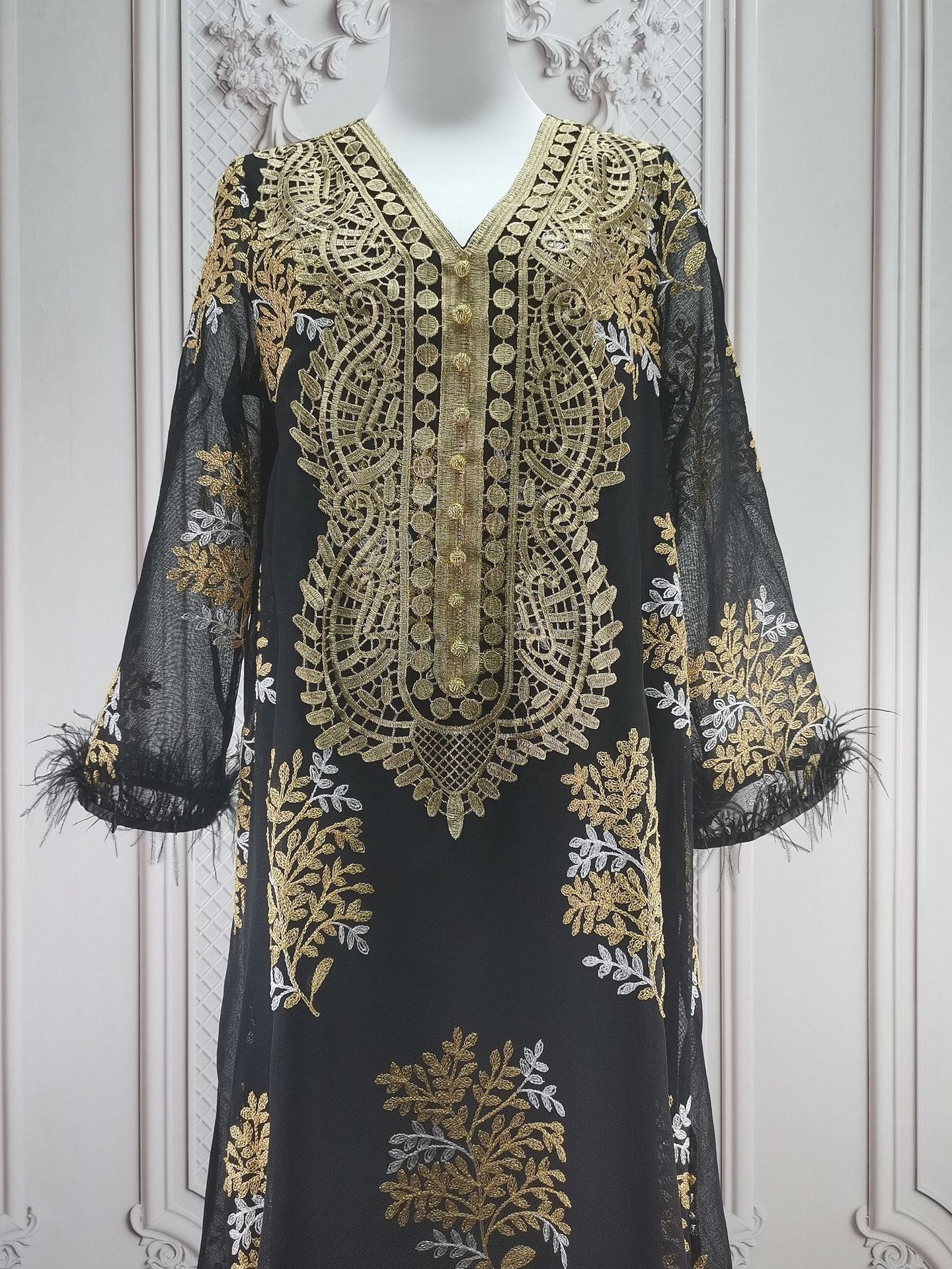 Damenbekleidung Bestickte muslimische Roben Arabische Kleidung Kleider_voghion.com