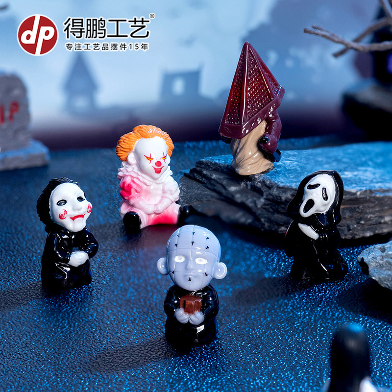 跨境新品欧美电影怪物电锯惊魂杀手小丑树脂工艺品桌面车载小摆件|undefined