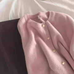 圆领开衫针织毛衣外套女秋季2025新款纯色百搭休闲显瘦单排扣上衣