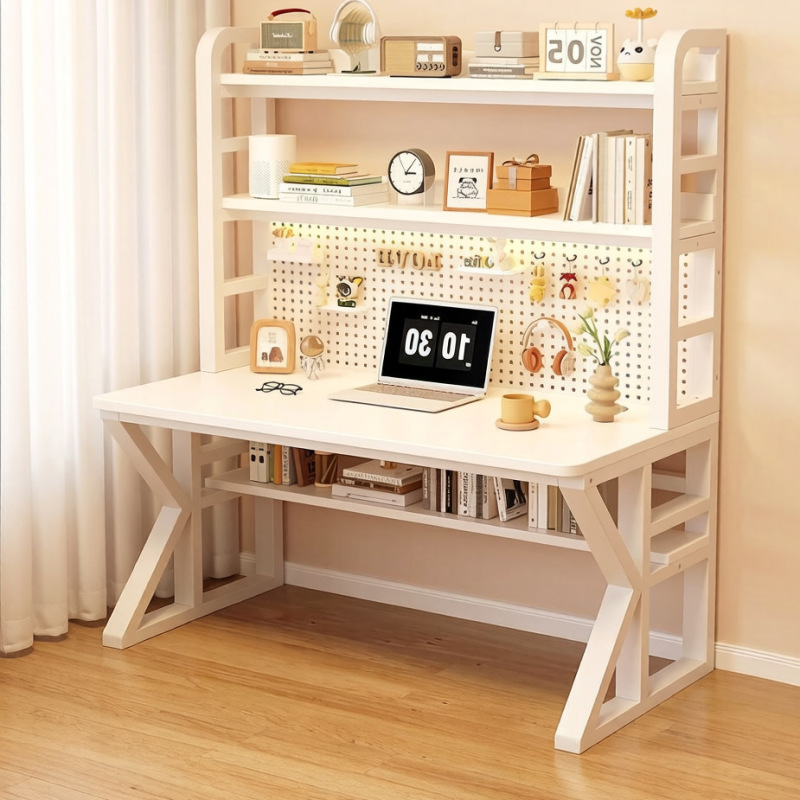 Study Desk with Eco-Friendly Bookshelf Integrated for Home Use, Children's Study Table for Middle and High School, Writing Desk, Solid Wood Computer Desk