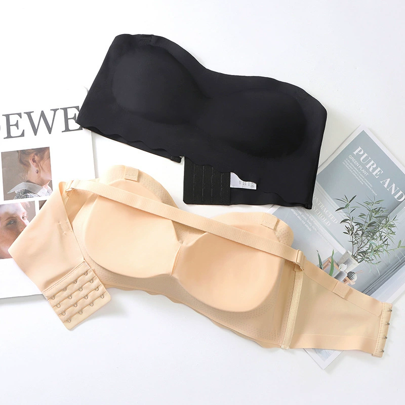 Нижнее белье без бретелек, женская большая грудь, маленький бюстгальтер больших размеров для девочек, невидимый нескользящий бюстгальтер без бретелек, обертывание на спине, тонкая нашивка для груди