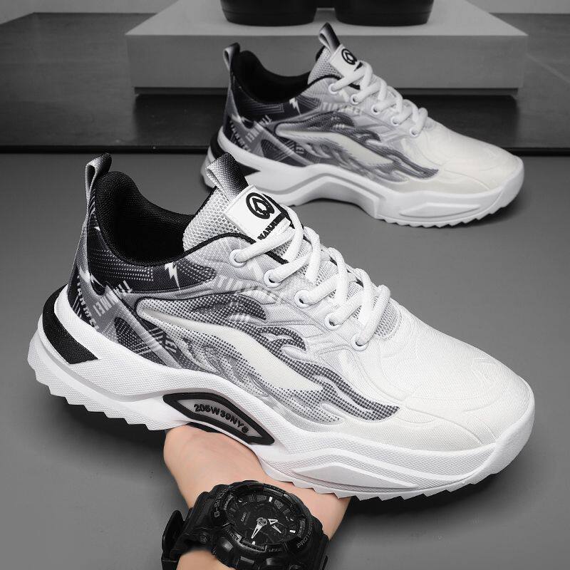 Giày thể thao nam sneaker lưới thoáng khí phối màu, đế thấp 3 cm — 3529 xanh da trời, 3529 đen trắng