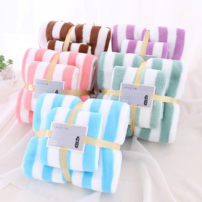 High-density coral fleece towel bath tow...