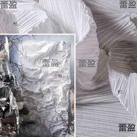 黑白三宅一生压褶可塑百褶褶皱硬挺创意造型背景布婚纱设计师面料