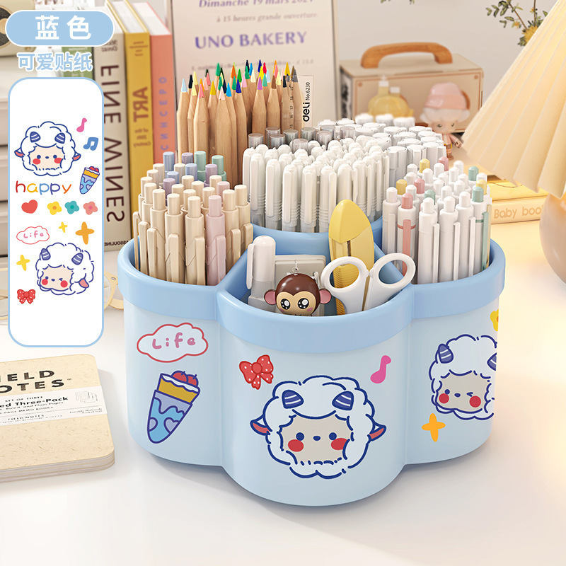 卸売 360 度回転ペンホルダー、見栄えの良いシンプルな収納ボックス、大容量のデスクトップ整理ペンバレル、クリエイティブでかわいい|undefined