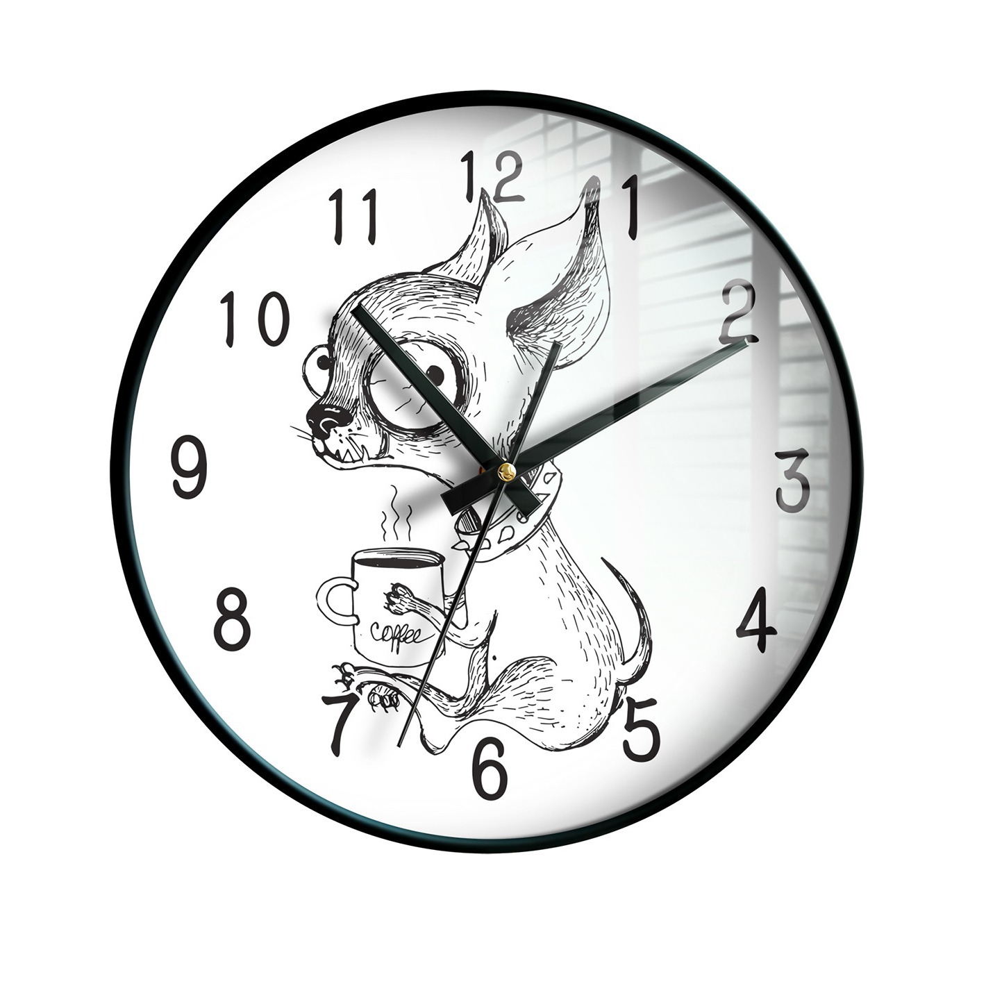 Reloj de pared creativo con notas de animales en blanco y negro, decoración moderna silenciosa de alta definición para dormitorio/oficina/hogar