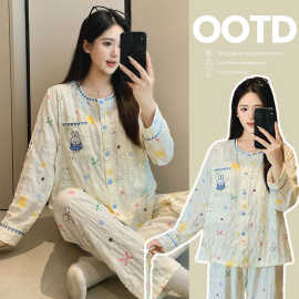 月子服春夏季新款带胸垫薄款孕期大码产后孕妇哺乳睡衣家居服套装