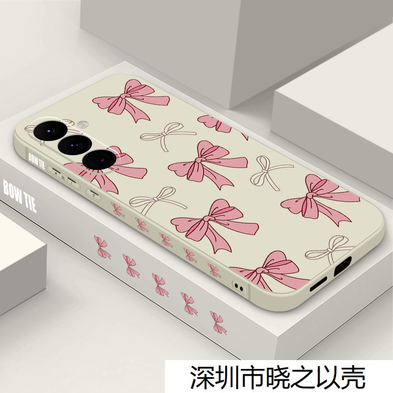 Suitable for Samsung S25Ultr Painted Side Phone Case S22Plus Cartoon Bow A36Tup Straight Edge Case Suitable for Samsung S25Ultr Painted Side Phone Case S22Plus Cartoon Bow A36Tup Straight Edge Case