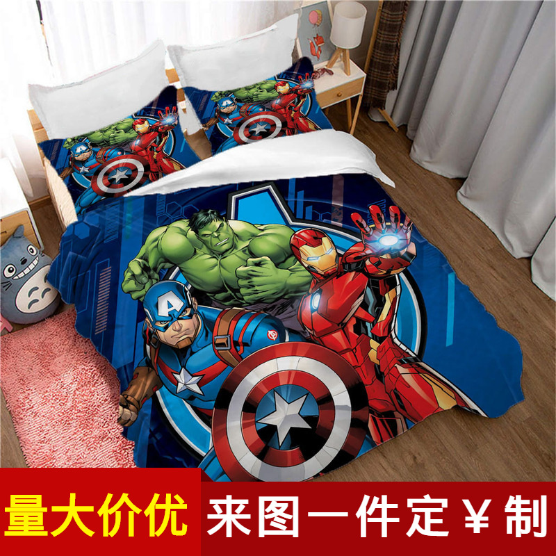 The bed Supplies Four piece suit System 3D Digital comic style Cross border Revenge Quilt cover Three