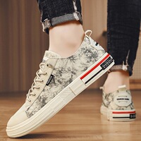 Canvas men's shoes, versatile in spring, casual board shoes, lazy people, one foot, driving, soft soled old Beijing cloth shoes, work trendy shoes