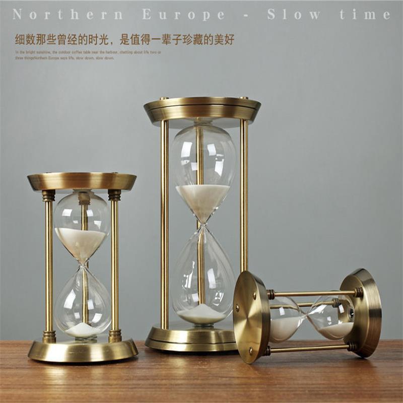Carefully Selected Wholesale Roman Column Hourglass Timer Nordic Home Metal Timing Funnel Supports Engraving and Printing Ornaments