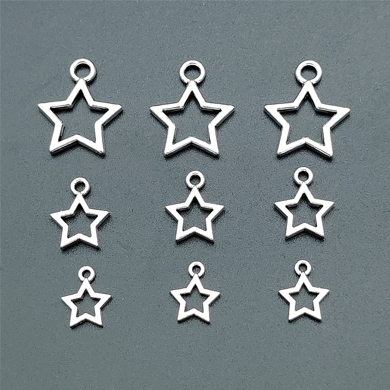 DIY handmade jewelry zinc alloy accessories multi-specification hollow small five-pointed star necklace pendant earrings bracelet pendant