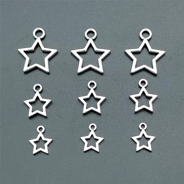 DIY handmade jewelry zinc alloy accessories multi-specification hollow small five-pointed star necklace pendant earrings bracelet pendant