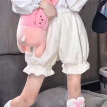 跨境现货lolita南瓜裤加绒秋冬保暖jk安全裤毛绒打底灯笼短裤高腰