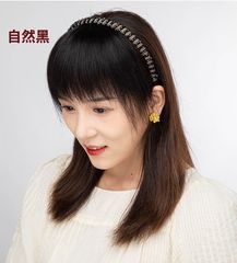 Same-style rhinestone headband with bangs integrated wig hair topper hair extension real human hair star diamond headband