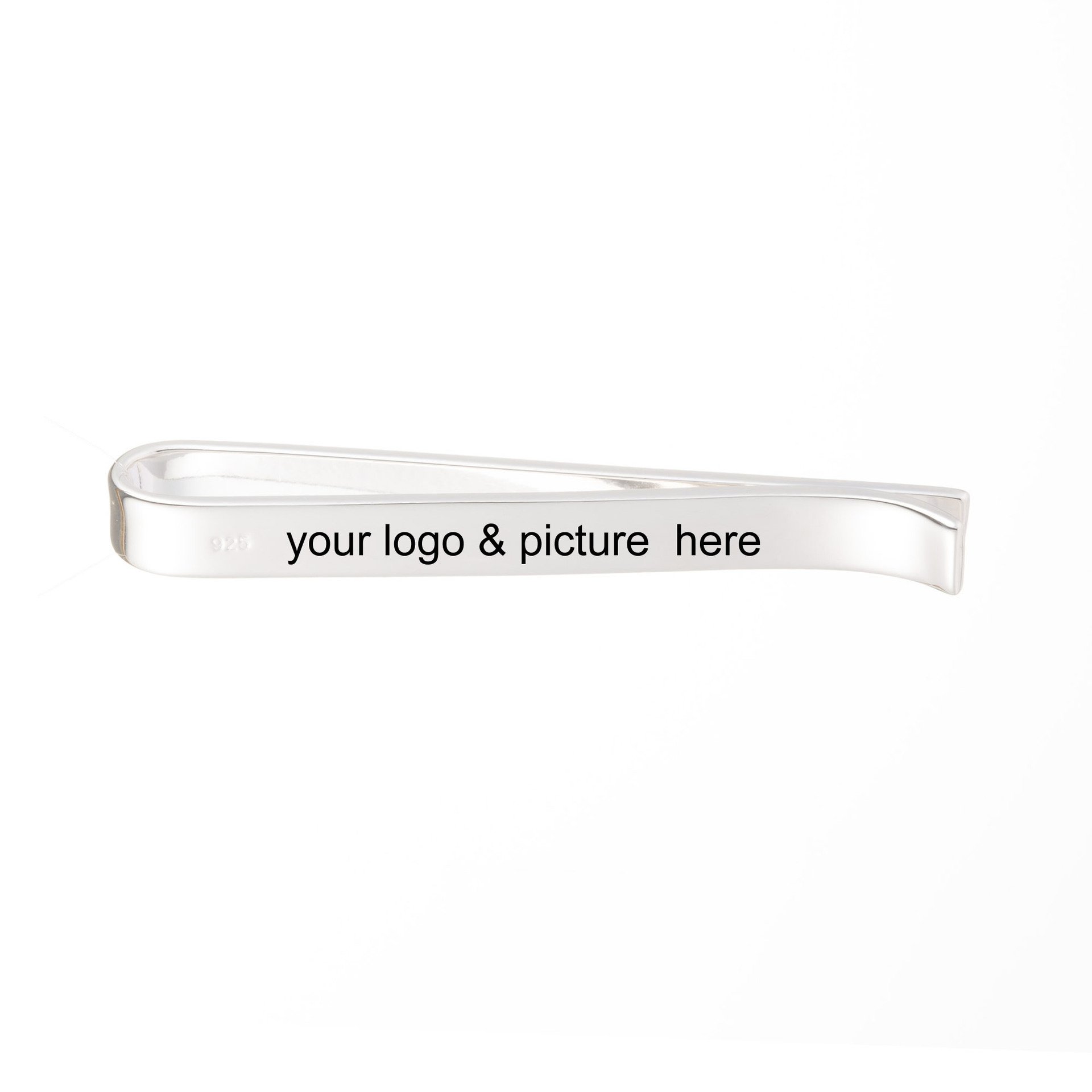 Yb Yabin One Piece Customized Logo Men's 925 Sterling Silver Tie Clip Simple Glossy One-Word Clip Ready for Delivery