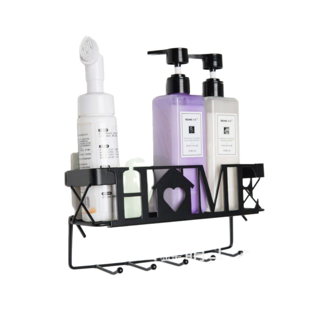 Estante de baño de hierro forjado para el hogar Estante de pared multifuncional de cocina Estante de almacenamiento de pared portátil de baño