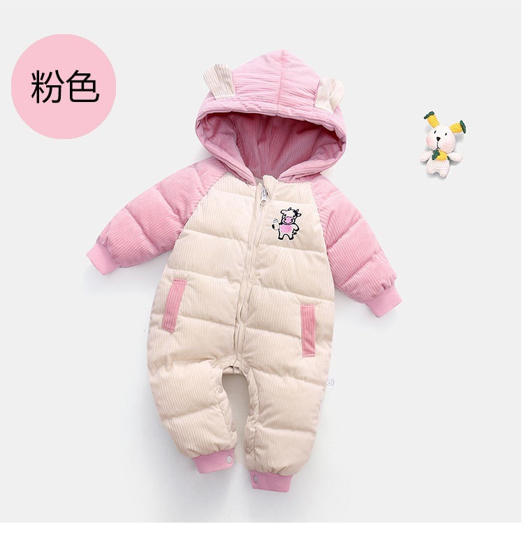 Nuevo mono infantil niños y niñas bebé más terciopelo engrosado abajo ropa de algodón acolchado recién nacido ropa de invierno