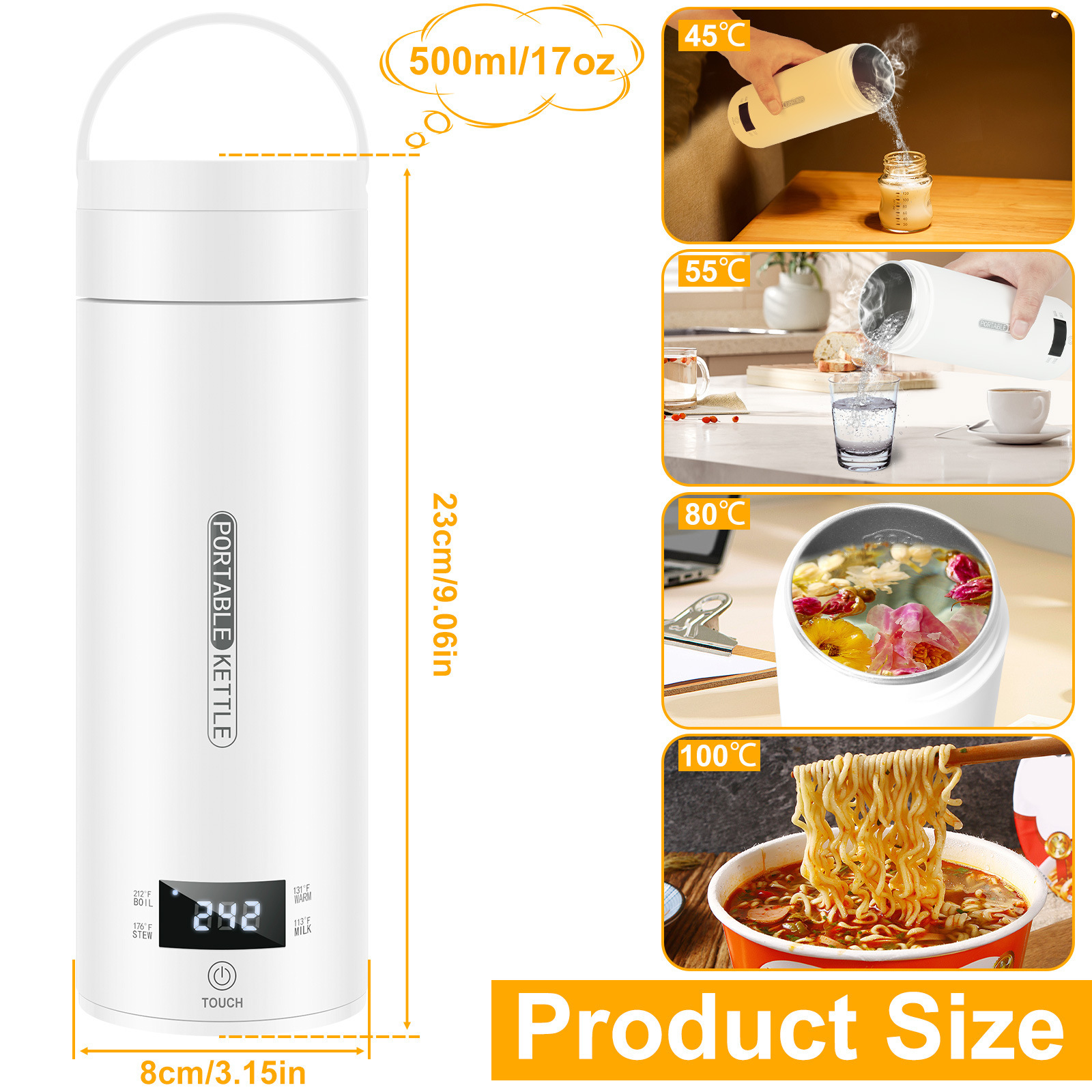 Cross-border British-regulatory overseas multi-functional wireless portable electric water cup office small boiling cup free shipping handheld