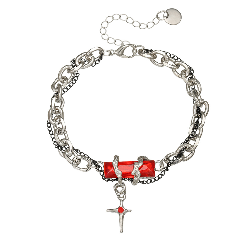 Heren armband van titaniumstaal met gelaagde ketting_voghion.com