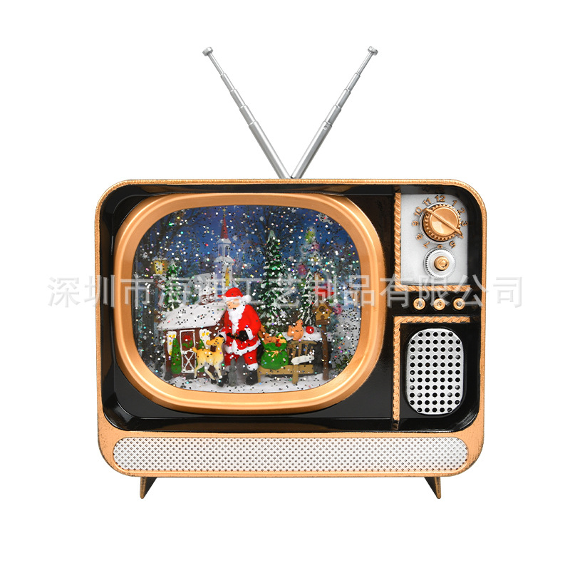 Decoraciones navideñas transfronterizas interiores de resina TV accesorios decoración de escritorio nostálgica decoración de ventanas de televisión image 6