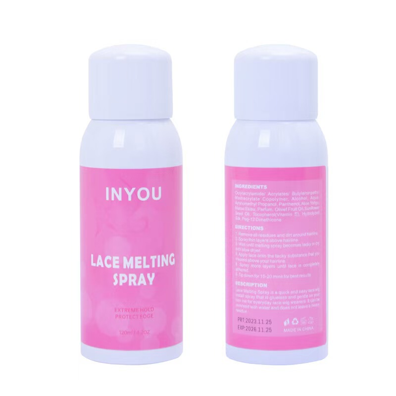 Cross-Border Lace Wig Spray Glue Pink Packaging Easy-Drying Transparent Aerosol Glue Lace Melting Spray