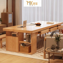 客厅大长书桌白蜡木实木桌子工作台家用办公一体阅读学习桌阅览桌