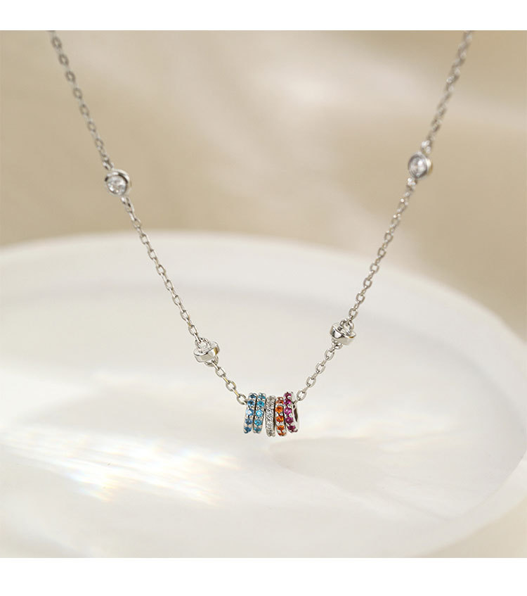 12g Weight Artificial Gemstones Inlay Material Necklace Classification cable chain Chain Type 1 Piece Quantity 925 Sterling Silver Artificial Gemstones Cable Chain Plating Inlay Geometric Necklace