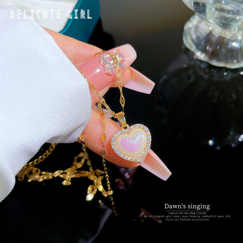 Collana con ciondolo a cuore sirena in zircone placcato oro_voghion.com