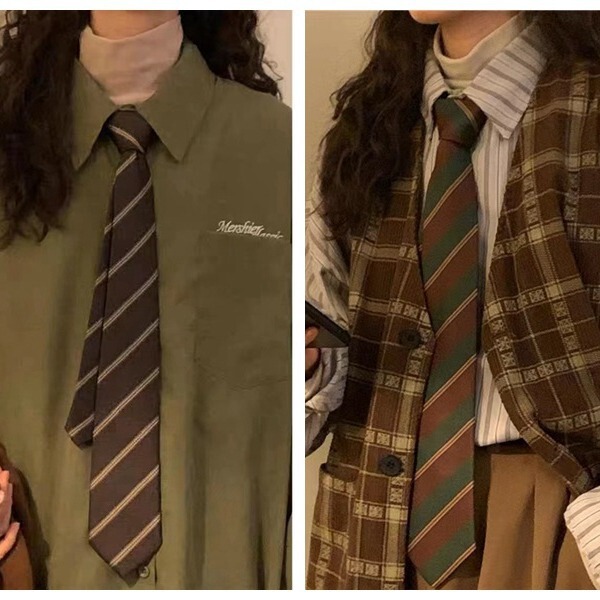 Brown vintage tie women's fruit green contrast color coffee hand casual shirt candy color lamb wool all-match tie fashion