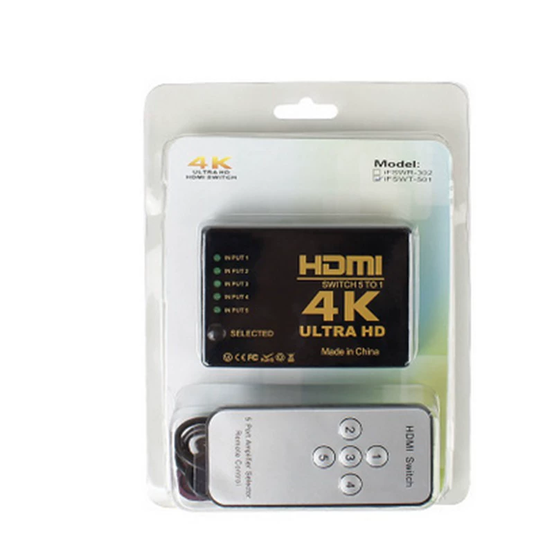 Пульт дистанционного управления 5 входов HDMI 5*1 прямоугольная лента переключатель поддерживает 4К*2К 5X1HDMI переключение высокое разрешение конверсия