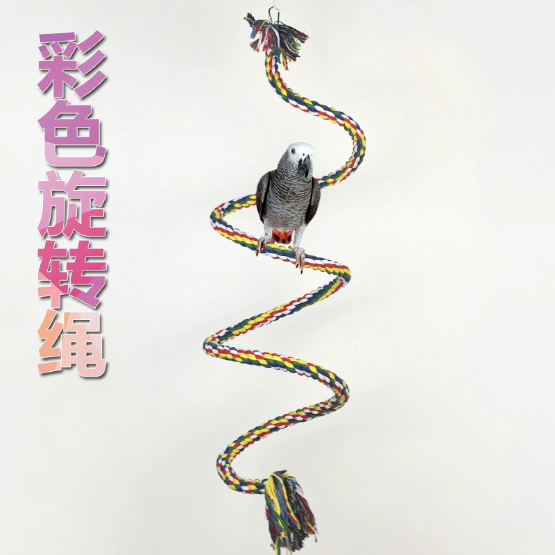 Большие и средние принадлежности для попугаев игрушка для укусов игрушка для попугая цветная хлопковая веревка попугай альпинистская хлопковая веревка стоячая палка