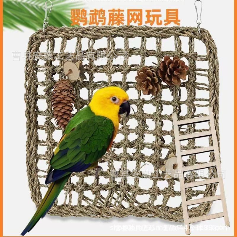 手工植物编织宠物草垫蜥蜴吊床猫抓垫狗狗仓鼠磨牙草垫方形垫草编