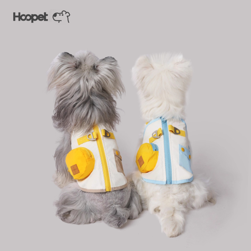 Hoopet夏季薄款可爱可牵引背心柯基比熊小型犬猫咪宠物狗狗衣服|undefined