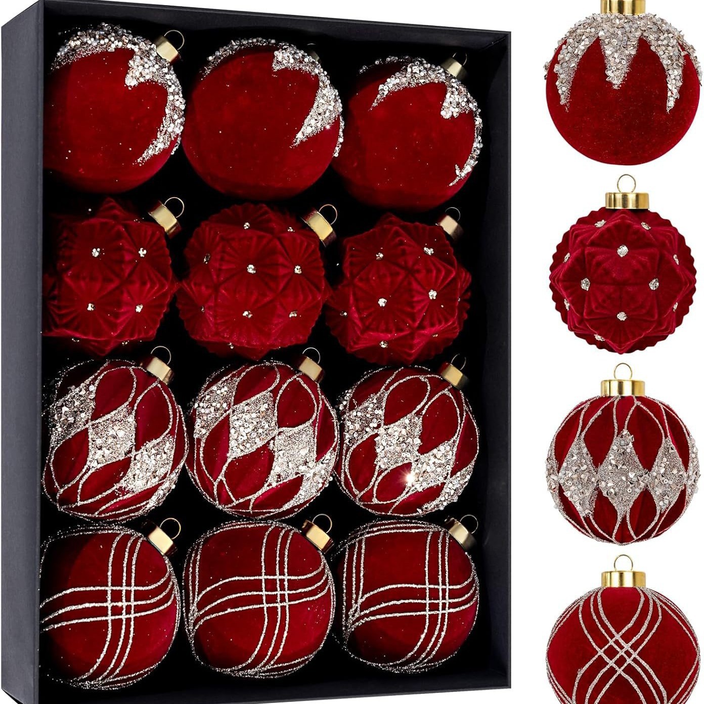 Bolas de Navidad flocado bolas de Navidad bolas de decoración de Navidad 8cm bolas de Navidad decoración de árbol de Navidad colgante decoración de Navidad