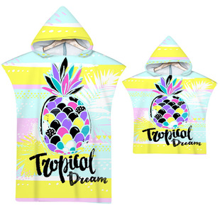 Pineapple hooded bath towel beach towel cape seaside dressing bathrobe printed hooded bath towel minimum order