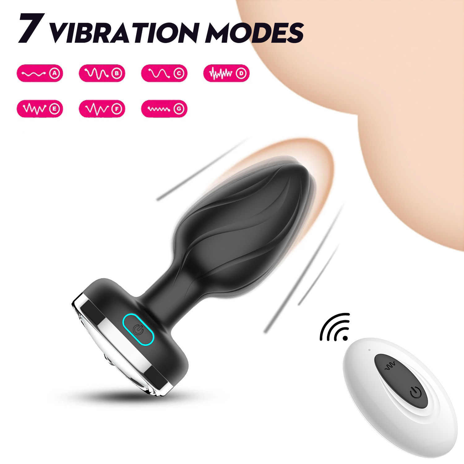 Luminous Wireless Remote Control Silicone Anal Plug, Rechargeable Adult Toy — detail image 5